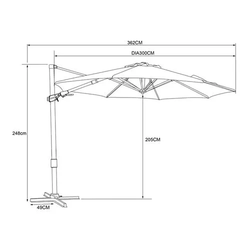 Parasol Cyrus Ø300 beige mât marron – Image 2