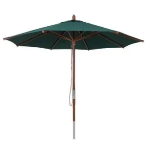 Parasol en bois MENDLER HWC-C57b rond Ø3m vert foncé
