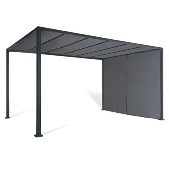 Pergola coulissante 2 pans 3x4 M belvédère de jardin toile gris anthracite – Image 2