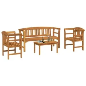 Salon de jardin GENERIQUE marron bois massif 4 pieces