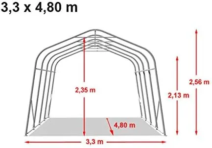 TOOLPORT Abri Tunnel Robuste 3,3x4,8 m Bâche PVC 2300N, abri de pâturage, Vert – Image 9