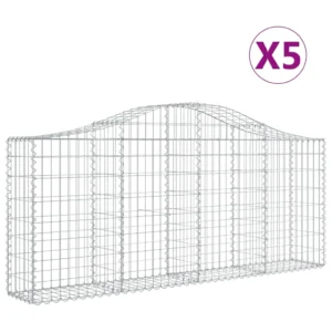 Paniers à gabions arqués 5 pcs 200x30x80/100 cm Fer galvanisé